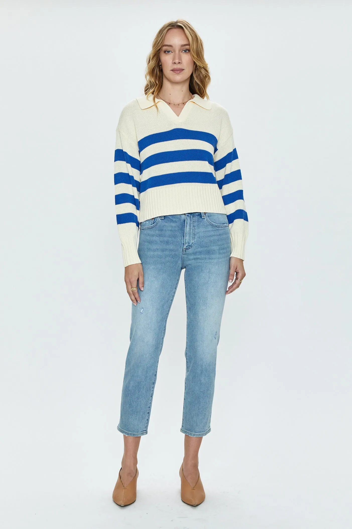 Arlo Polo Sweater - Ivory Sea Stripe