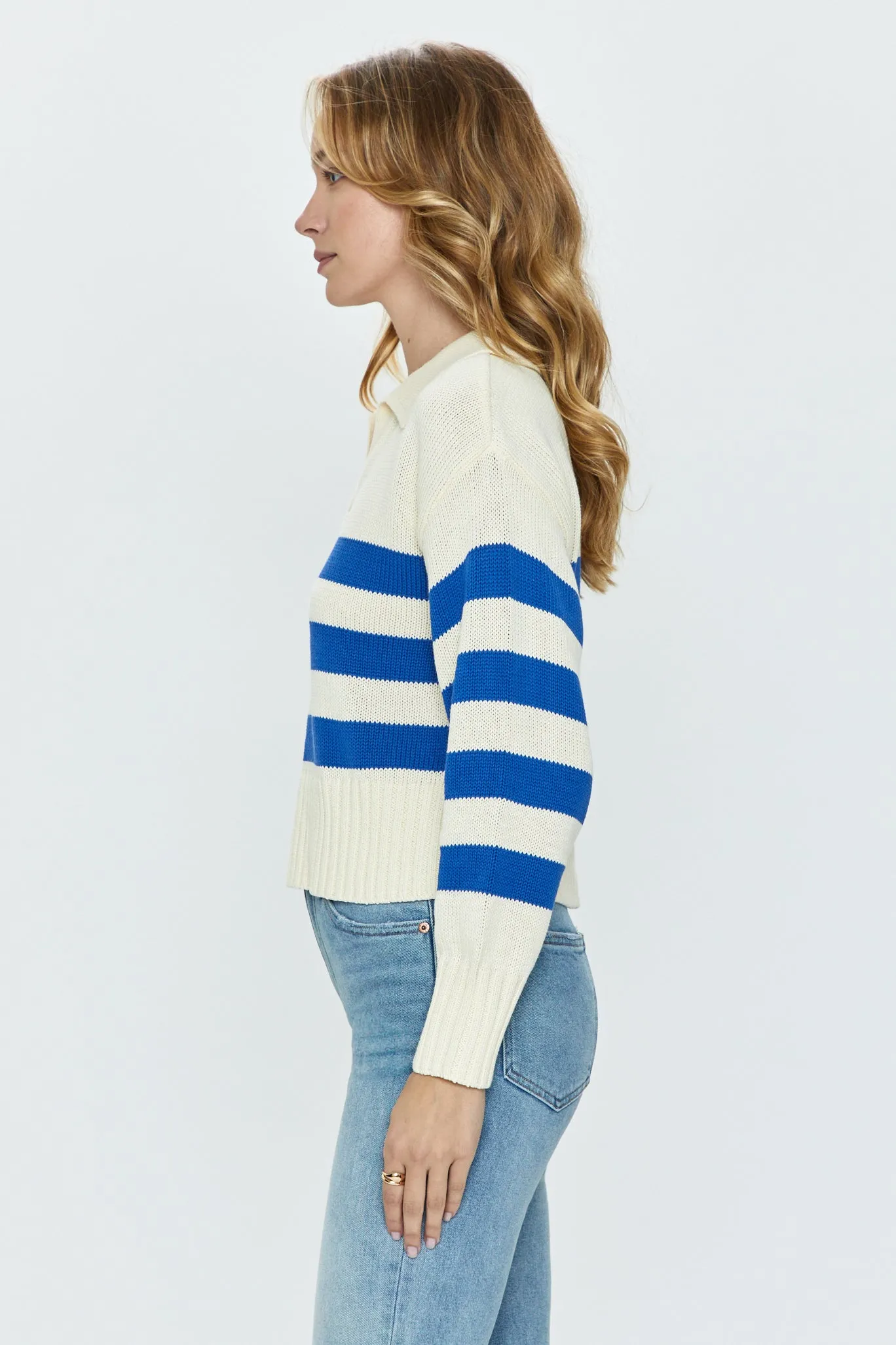 Arlo Polo Sweater - Ivory Sea Stripe