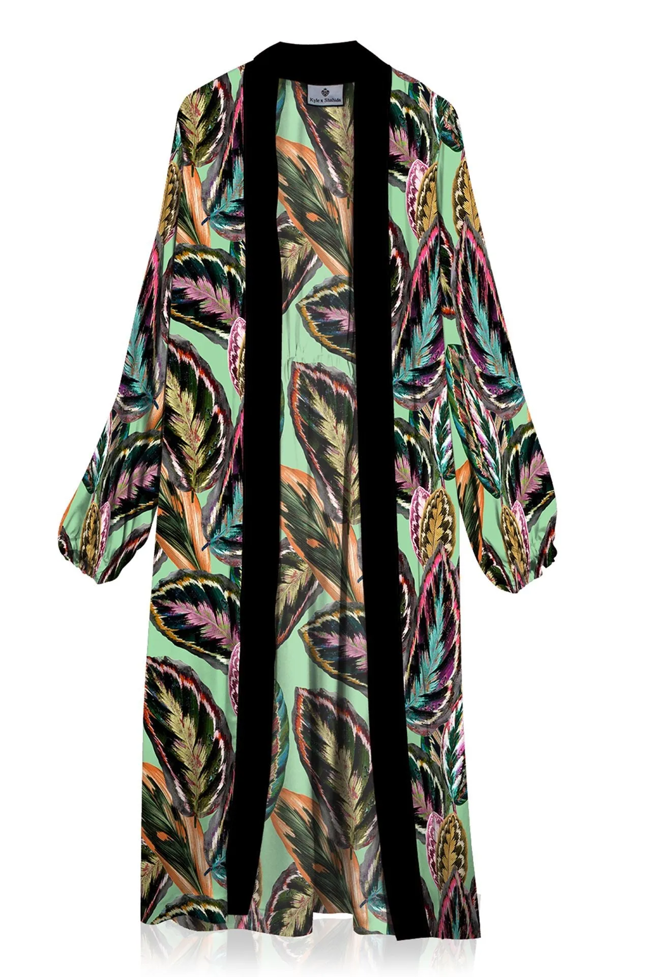 As Seen on Kyle Richards at Store Opening Leaf Print Robe Dress