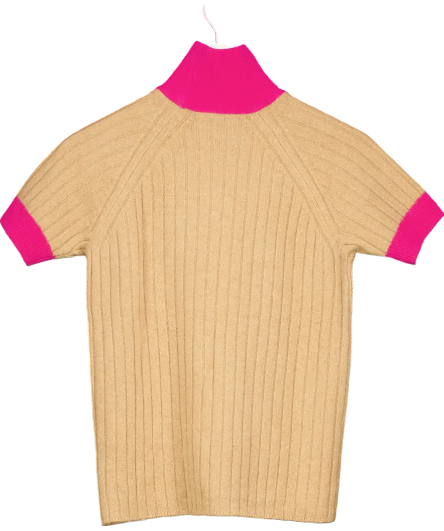 Beira Brown Astrid Merino Wool And Cashmere Polo Neck Sweater UK S