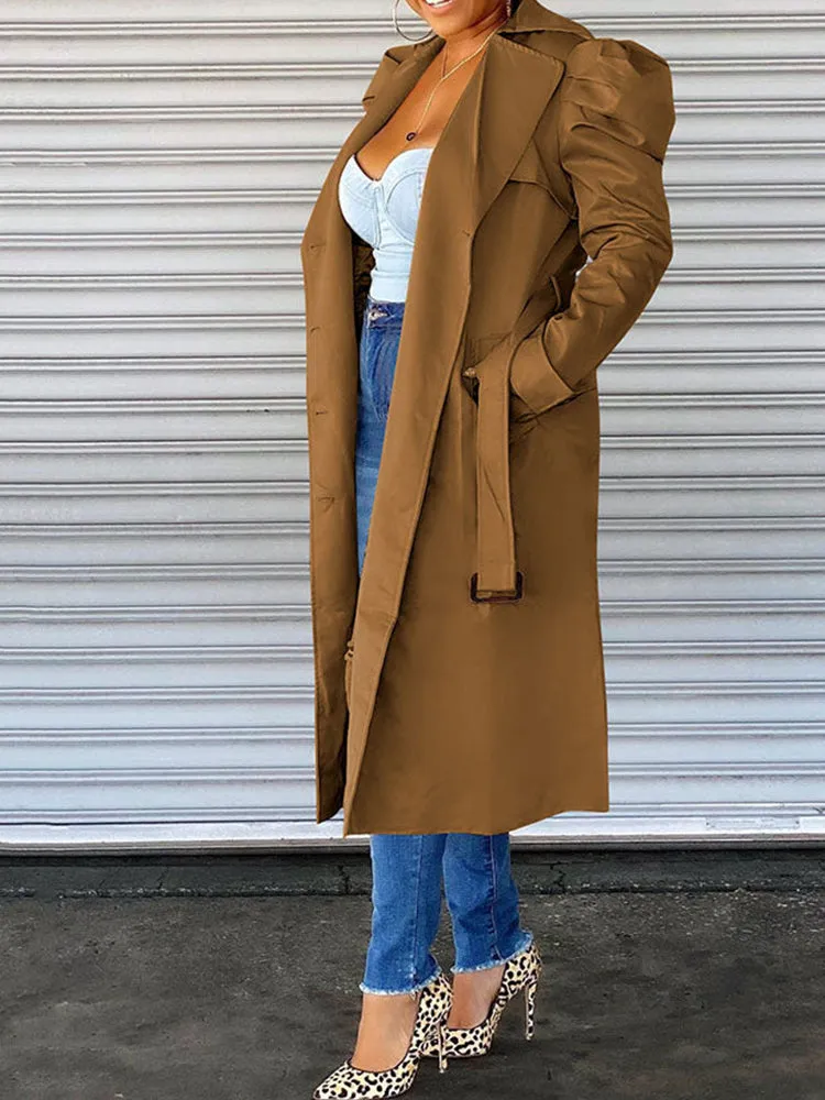 Belted Lapel Collar Trench Coat