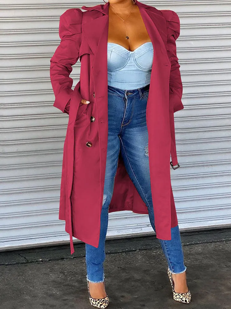 Belted Lapel Collar Trench Coat