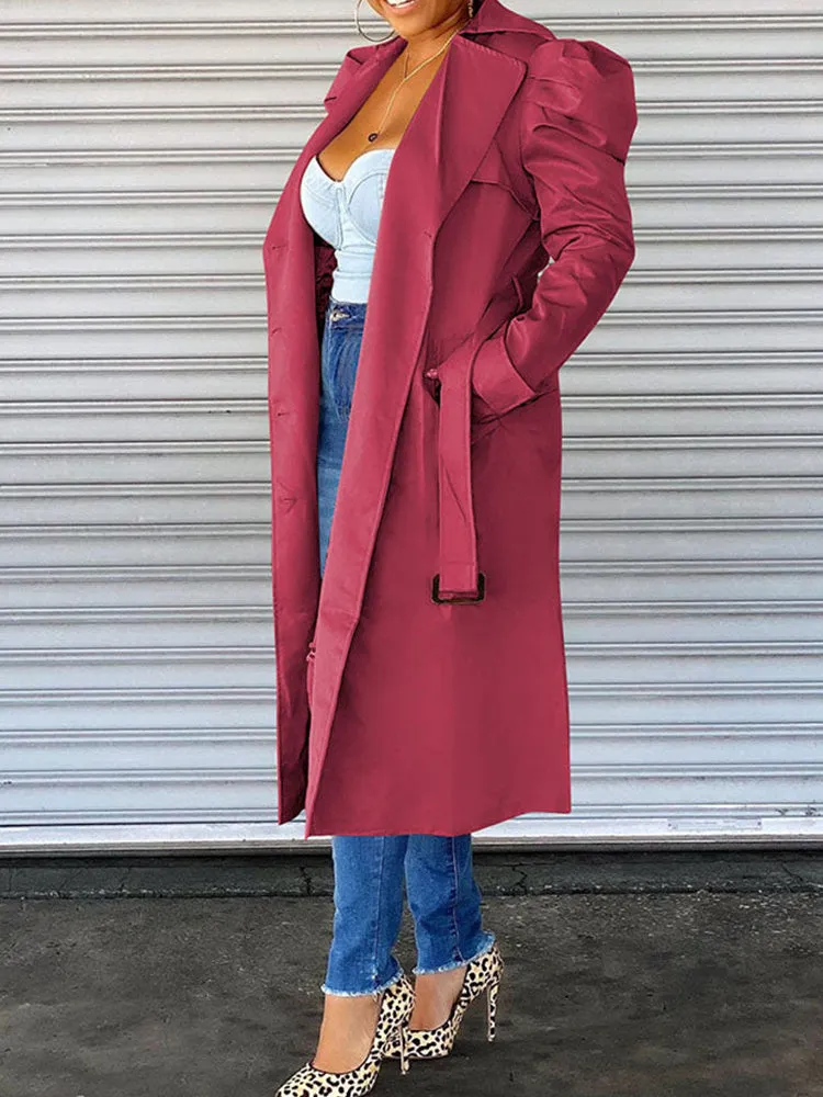 Belted Lapel Collar Trench Coat