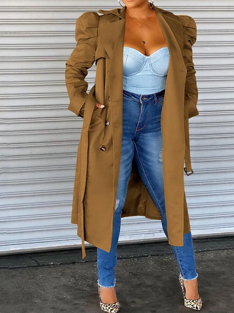 Belted Lapel Collar Trench Coat