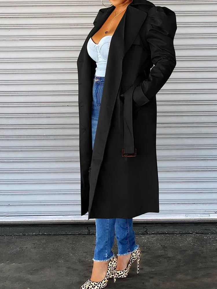 Belted Lapel Collar Trench Coat