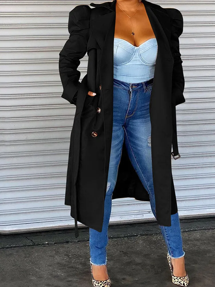 Belted Lapel Collar Trench Coat