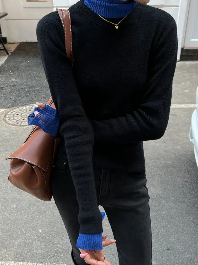 Bicolor Turtleneck Knit HL4152