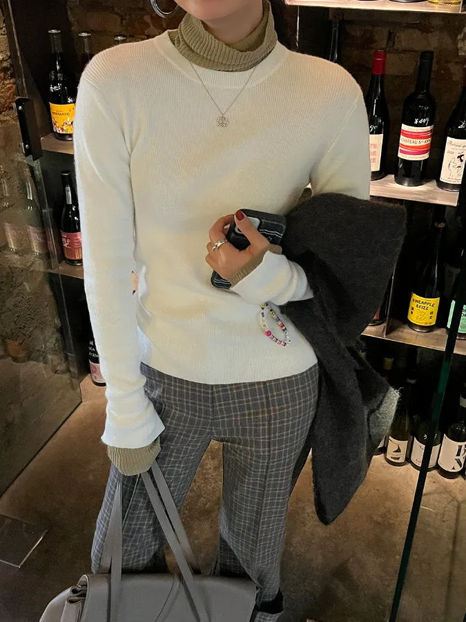 Bicolor Turtleneck Knit HL4152