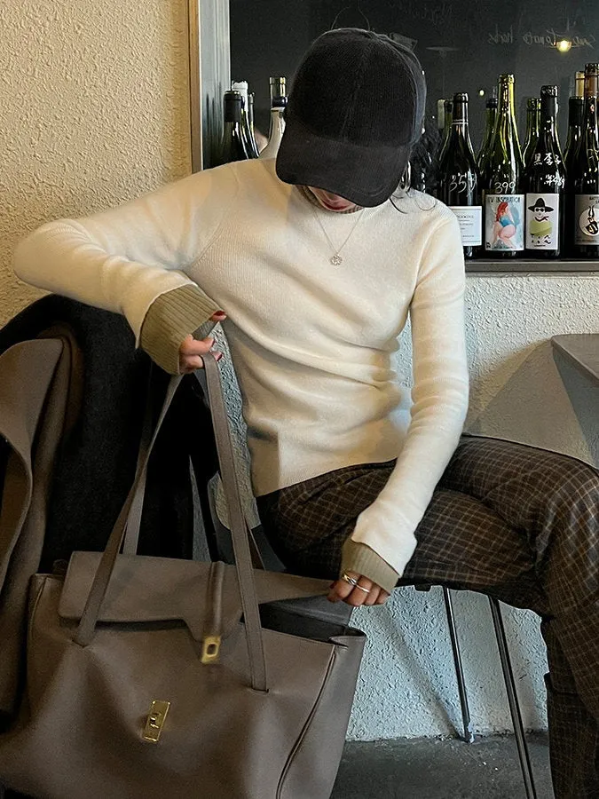 Bicolor Turtleneck Knit HL4152