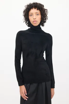 Black Velour Turtleneck Top