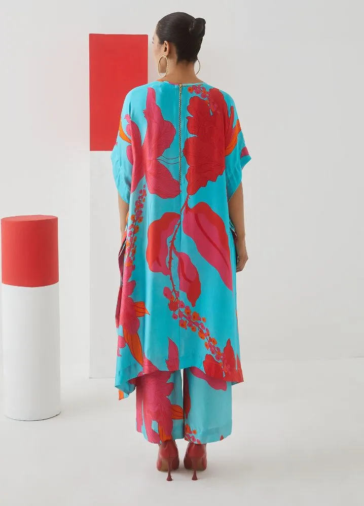 Blue Rose Kimono Kurta  Trousers