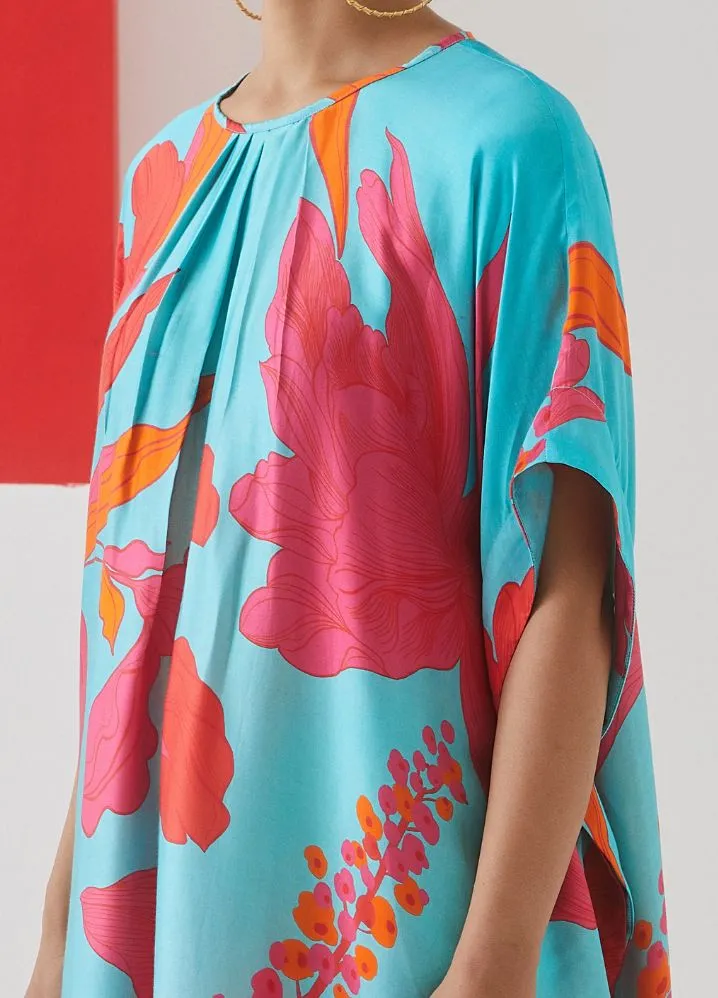 Blue Rose Kimono Kurta  Trousers