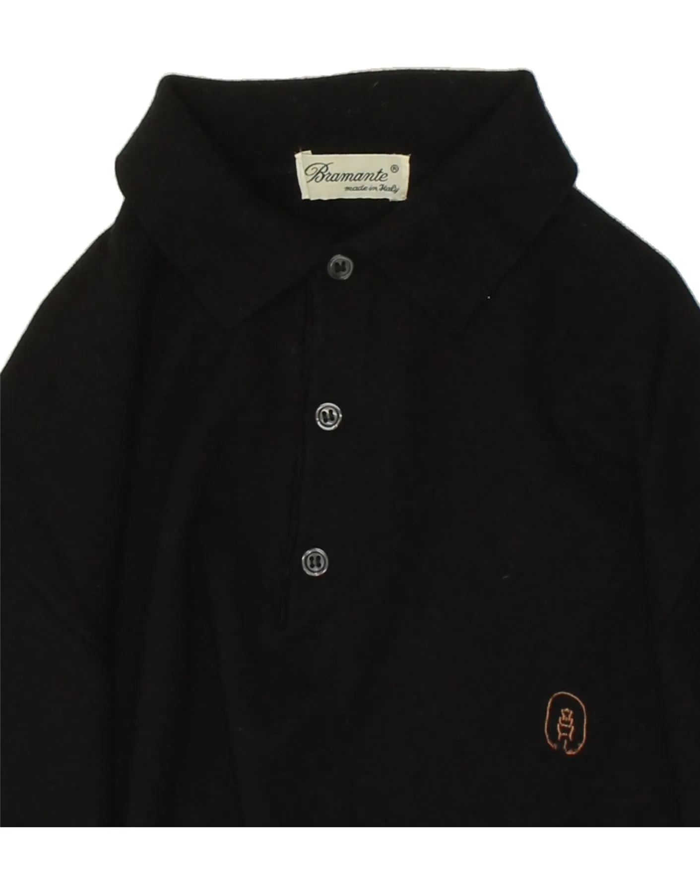 BRAMANTE Mens Polo Neck Jumper Sweater Small Black