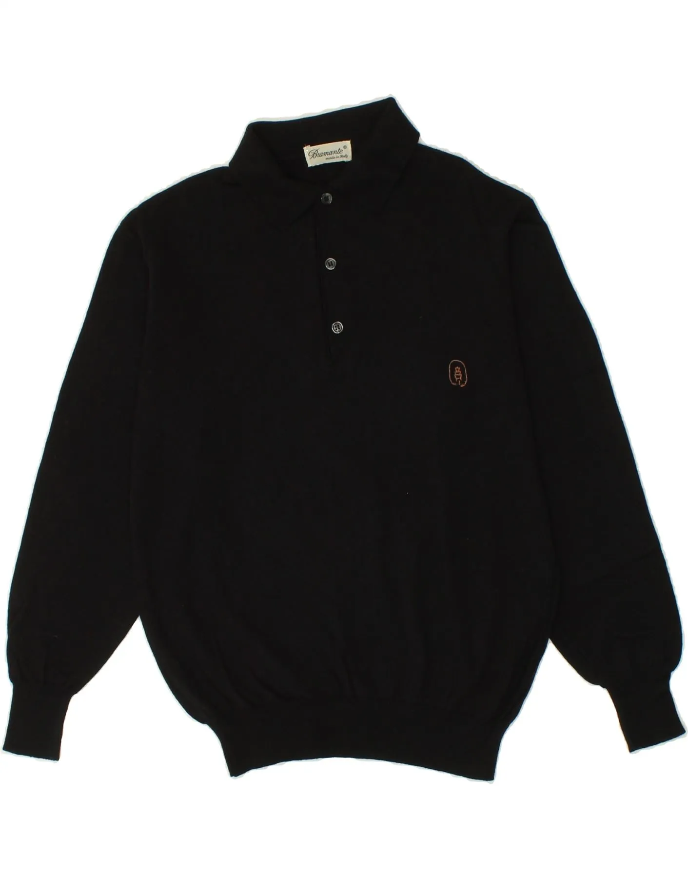 BRAMANTE Mens Polo Neck Jumper Sweater Small Black