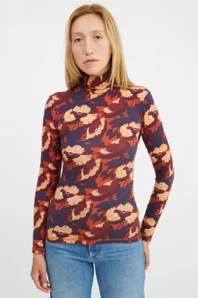 Burgundy Multicolour Cotton Floral Top