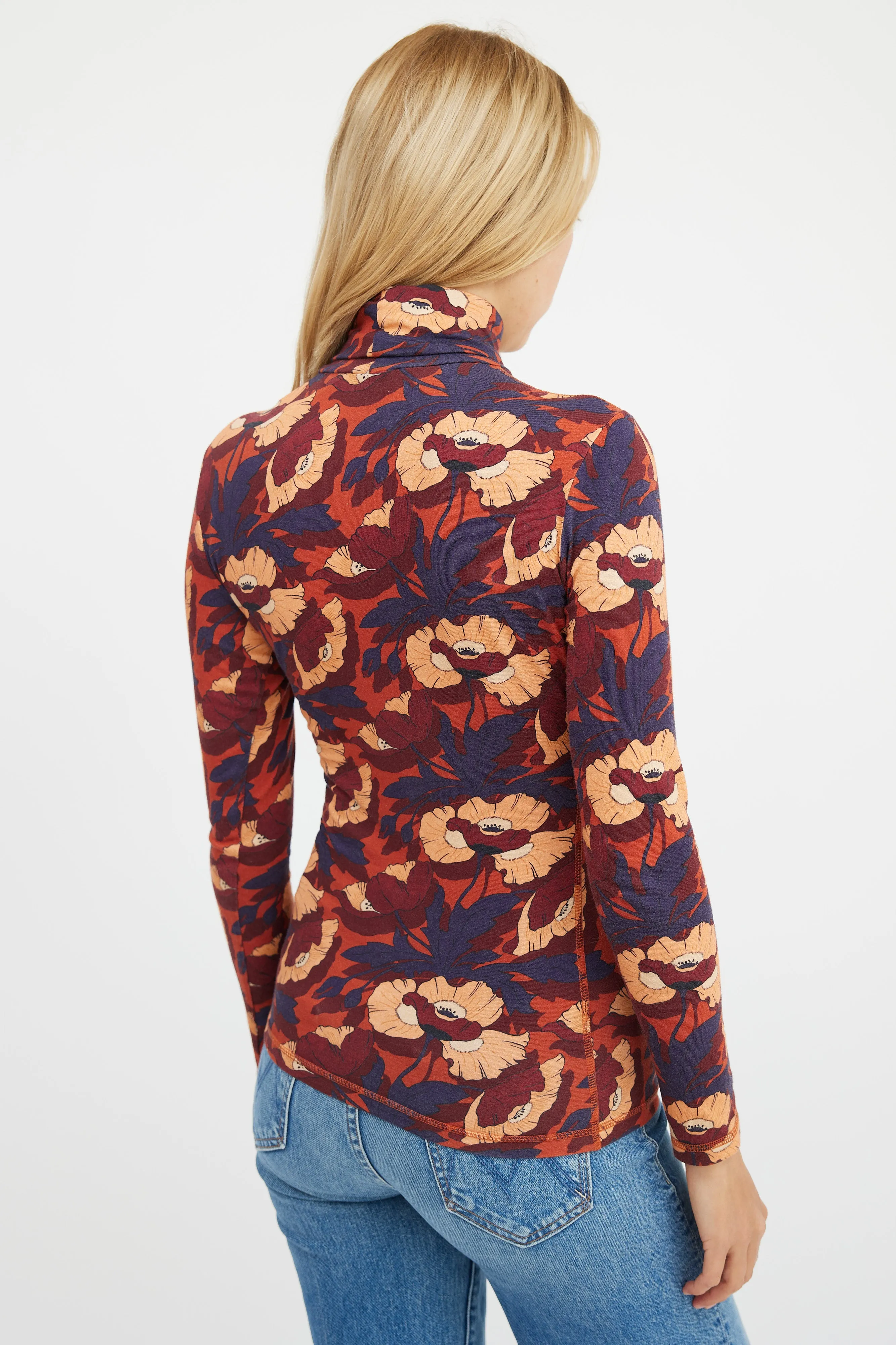 Burgundy Multicolour Cotton Floral Top