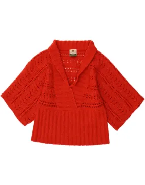 CARRAIG DONN Womens 3/4 Sleeve Polo Neck Jumper Sweater UK 10 Small Red