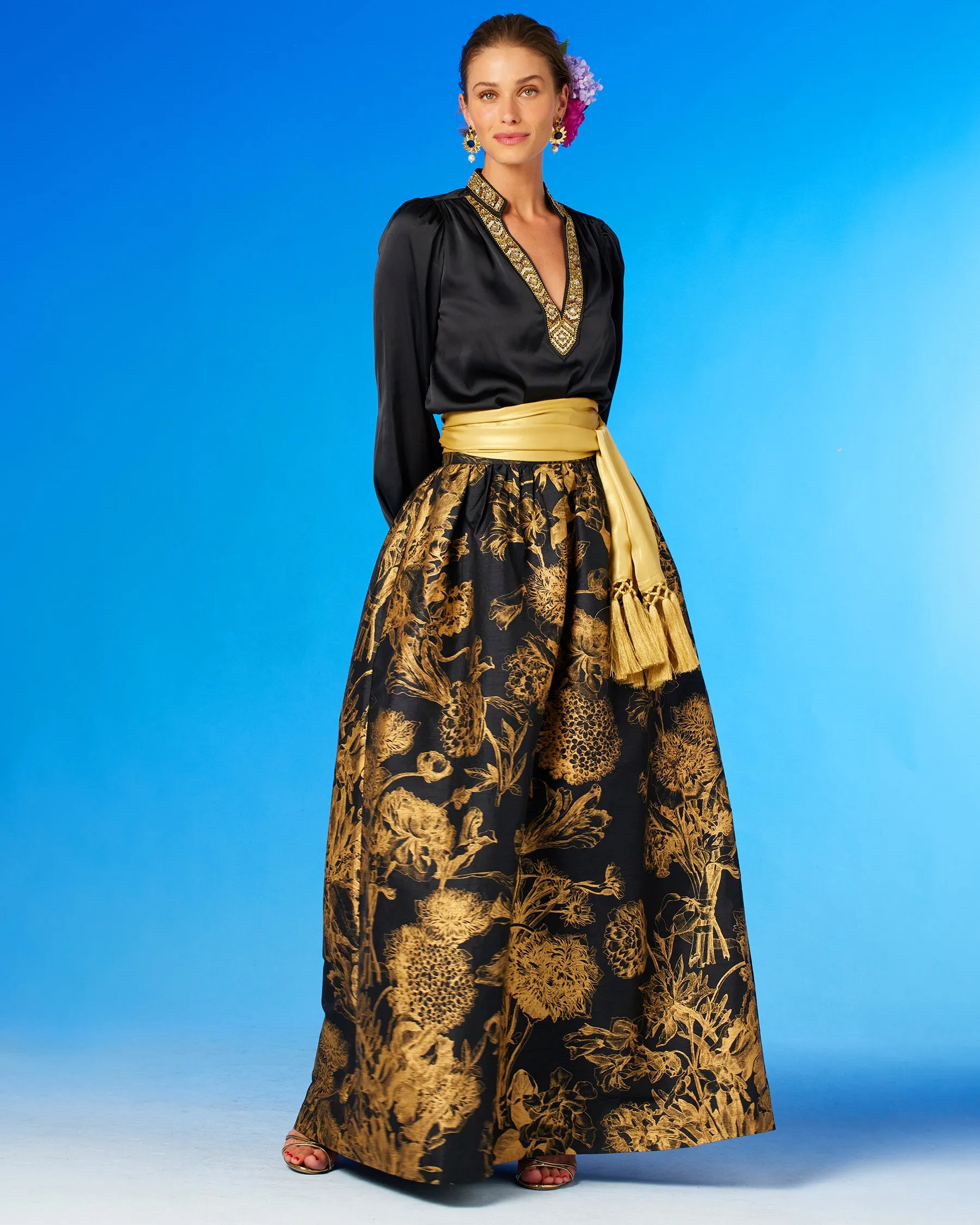 Cosima Sash Belt in Pale Gold Shimmer
