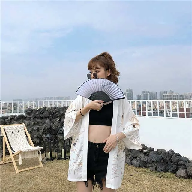 Crane Printed Haori