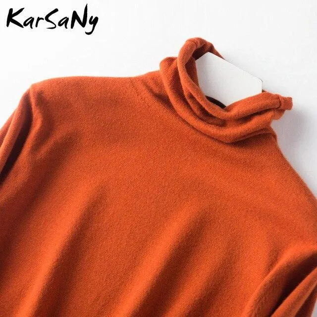 Cute Women's Sweater - Wool Pullover Women's Turtleneck Sweater - Pullover Soft Winter Sweaters (TB8C)