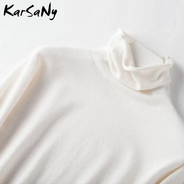 Cute Women's Sweater - Wool Pullover Women's Turtleneck Sweater - Pullover Soft Winter Sweaters (TB8C)