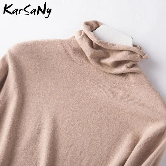 Cute Women's Sweater - Wool Pullover Women's Turtleneck Sweater - Pullover Soft Winter Sweaters (TB8C)