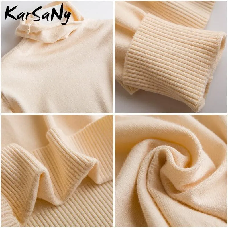 Cute Women's Sweater - Wool Pullover Women's Turtleneck Sweater - Pullover Soft Winter Sweaters (TB8C)