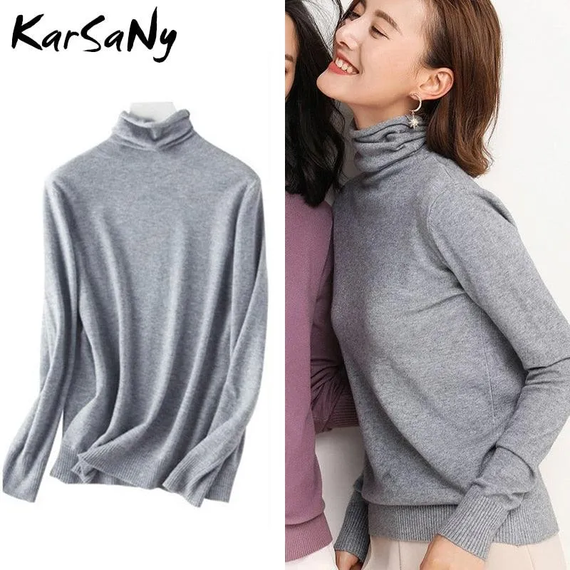 Cute Women's Sweater - Wool Pullover Women's Turtleneck Sweater - Pullover Soft Winter Sweaters (TB8C)