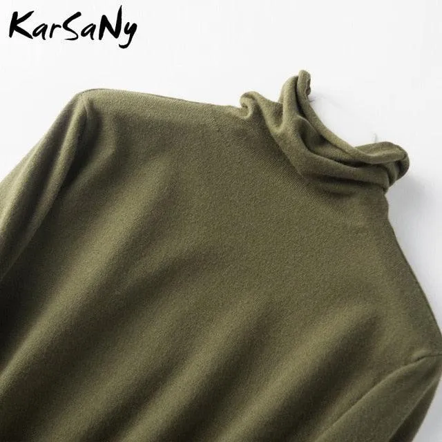 Cute Women's Sweater - Wool Pullover Women's Turtleneck Sweater - Pullover Soft Winter Sweaters (TB8C)