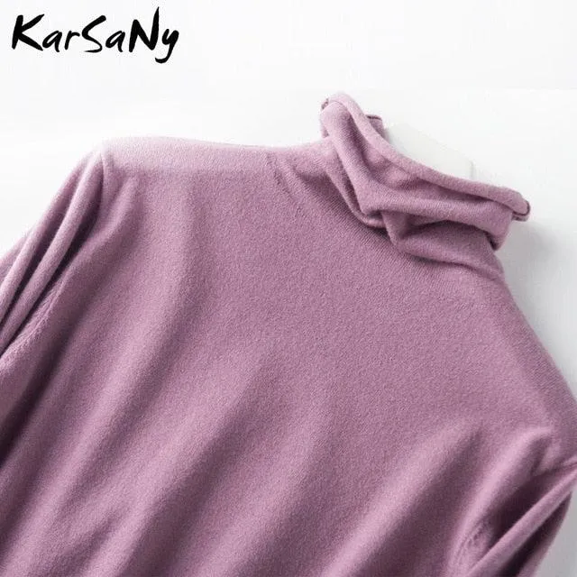 Cute Women's Sweater - Wool Pullover Women's Turtleneck Sweater - Pullover Soft Winter Sweaters (TB8C)
