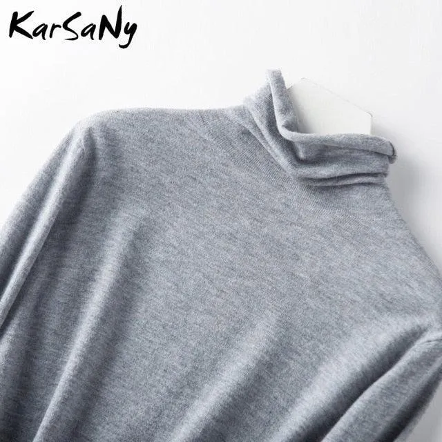 Cute Women's Sweater - Wool Pullover Women's Turtleneck Sweater - Pullover Soft Winter Sweaters (TB8C)