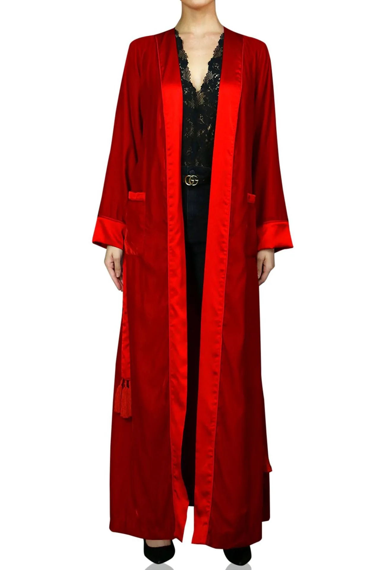 Designer Kimono Robe Dress Solid Velvet