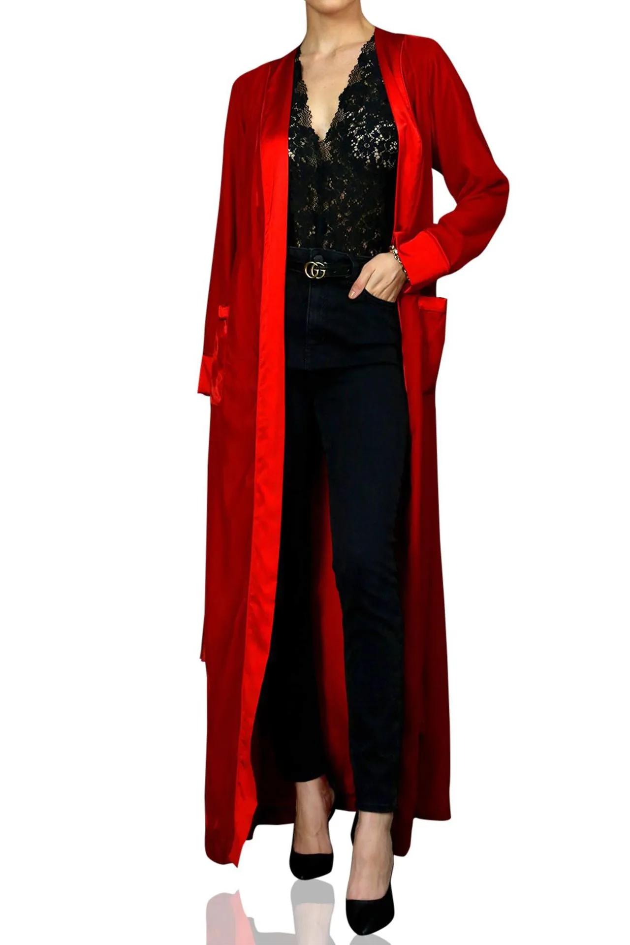 Designer Kimono Robe Dress Solid Velvet