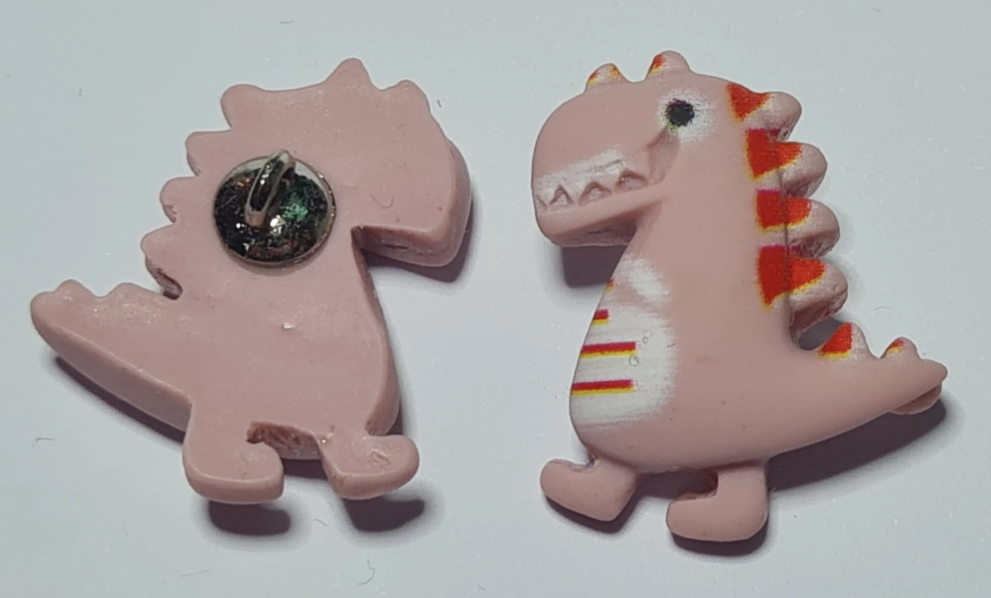 Dinosaur Shank Buttons in Bright Pink, Yellow, Green, Rose Pink or Blue