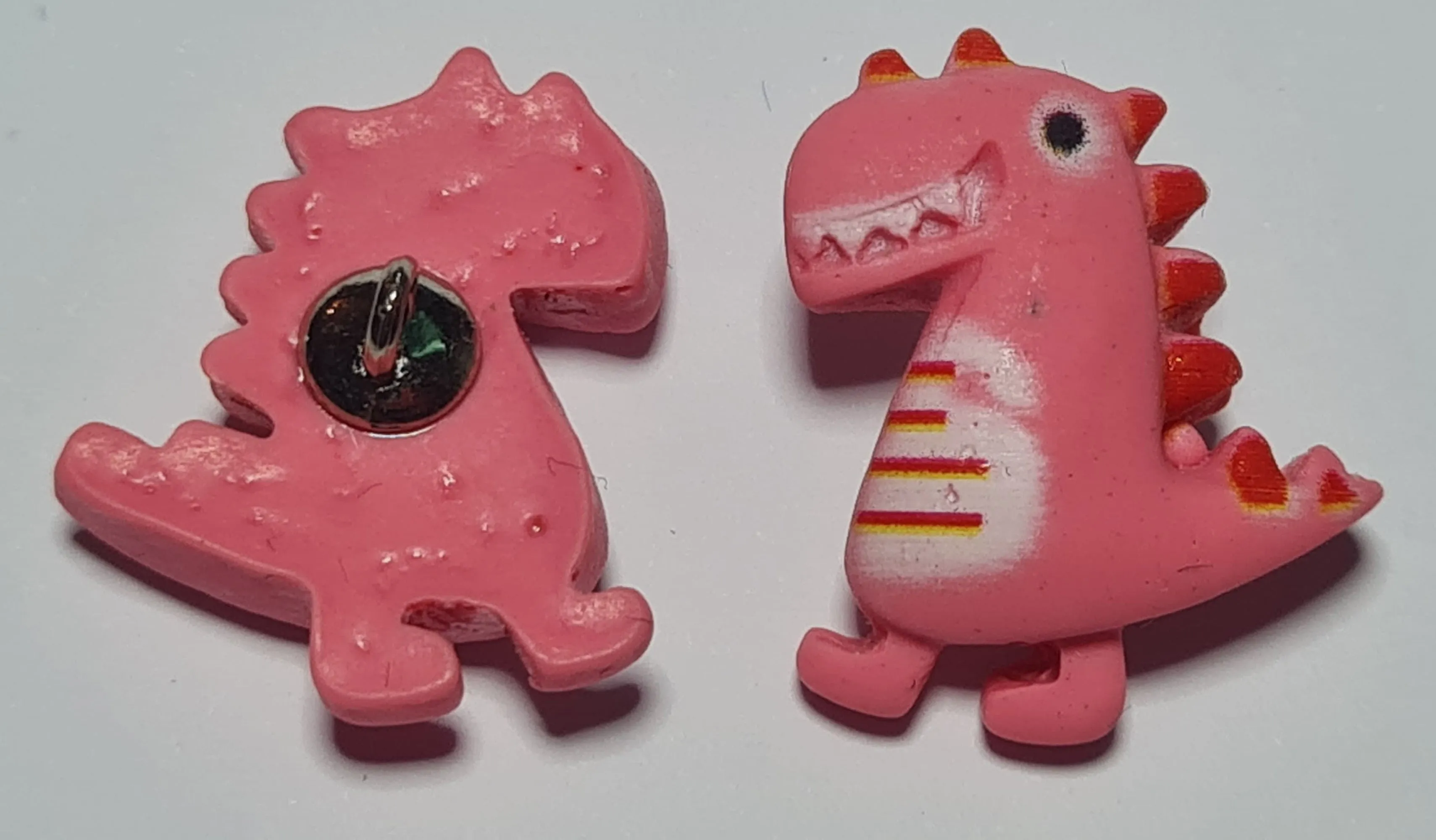 Dinosaur Shank Buttons in Bright Pink, Yellow, Green, Rose Pink or Blue