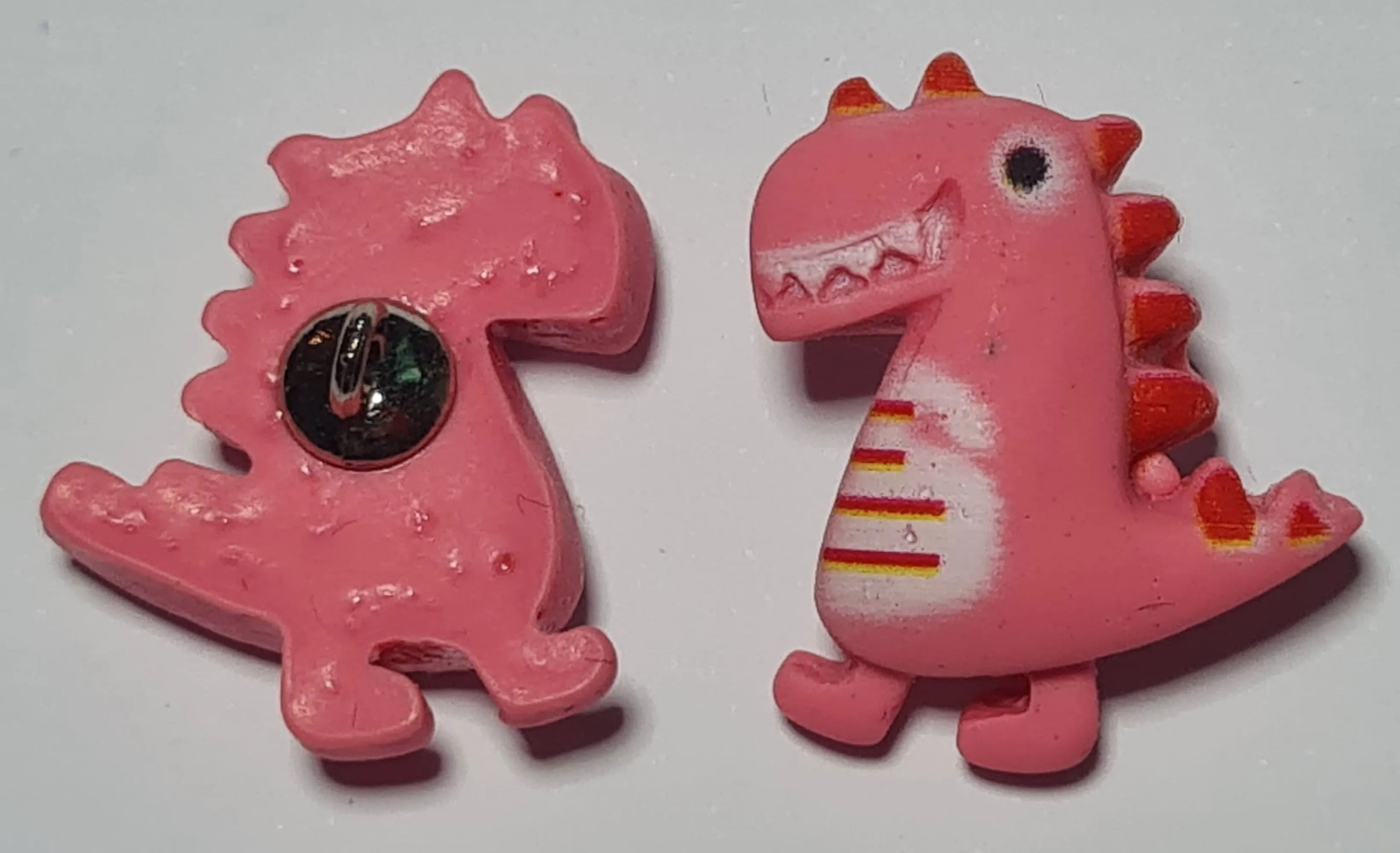 Dinosaur Shank Buttons in Bright Pink, Yellow, Green, Rose Pink or Blue