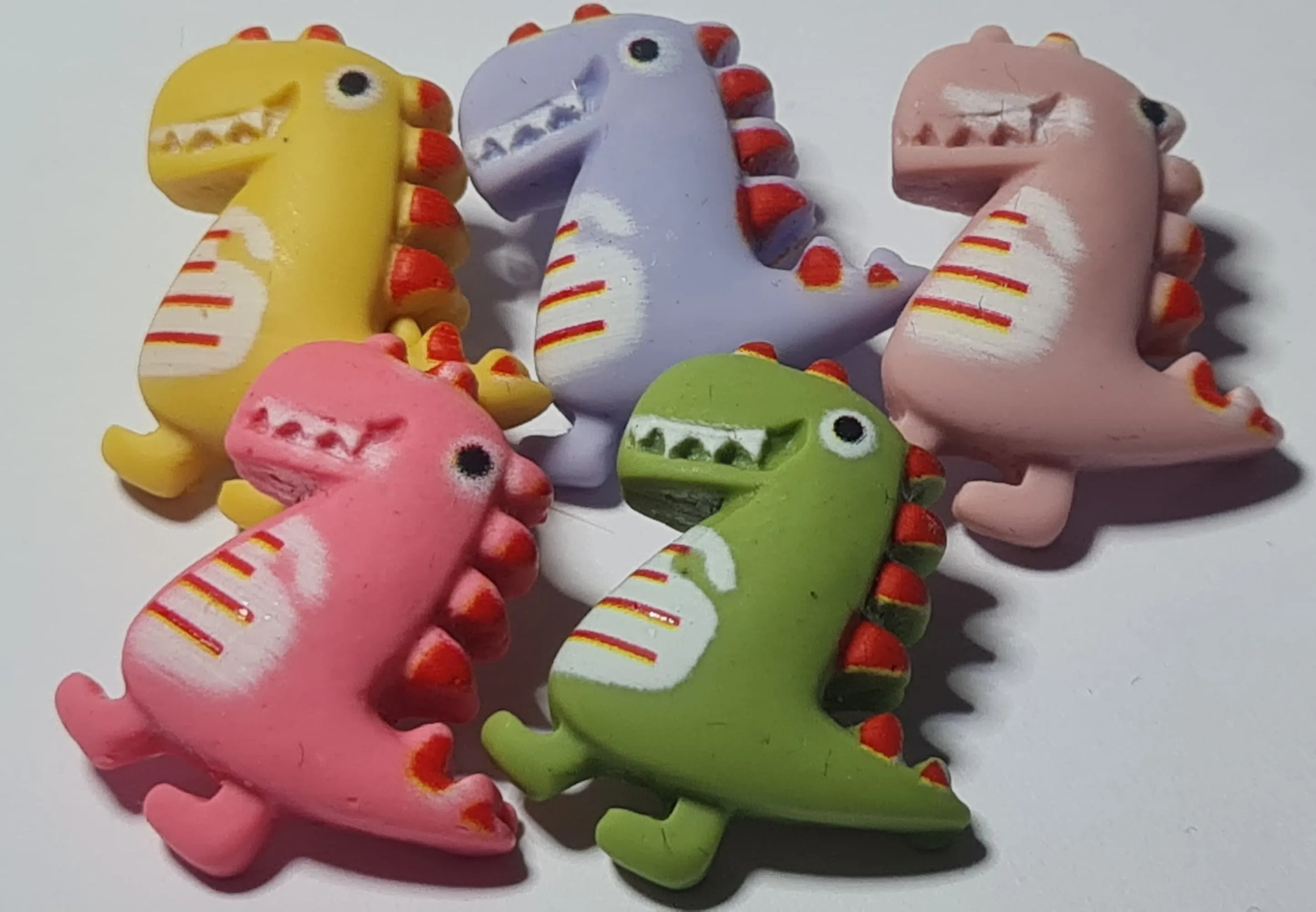 Dinosaur Shank Buttons in Bright Pink, Yellow, Green, Rose Pink or Blue