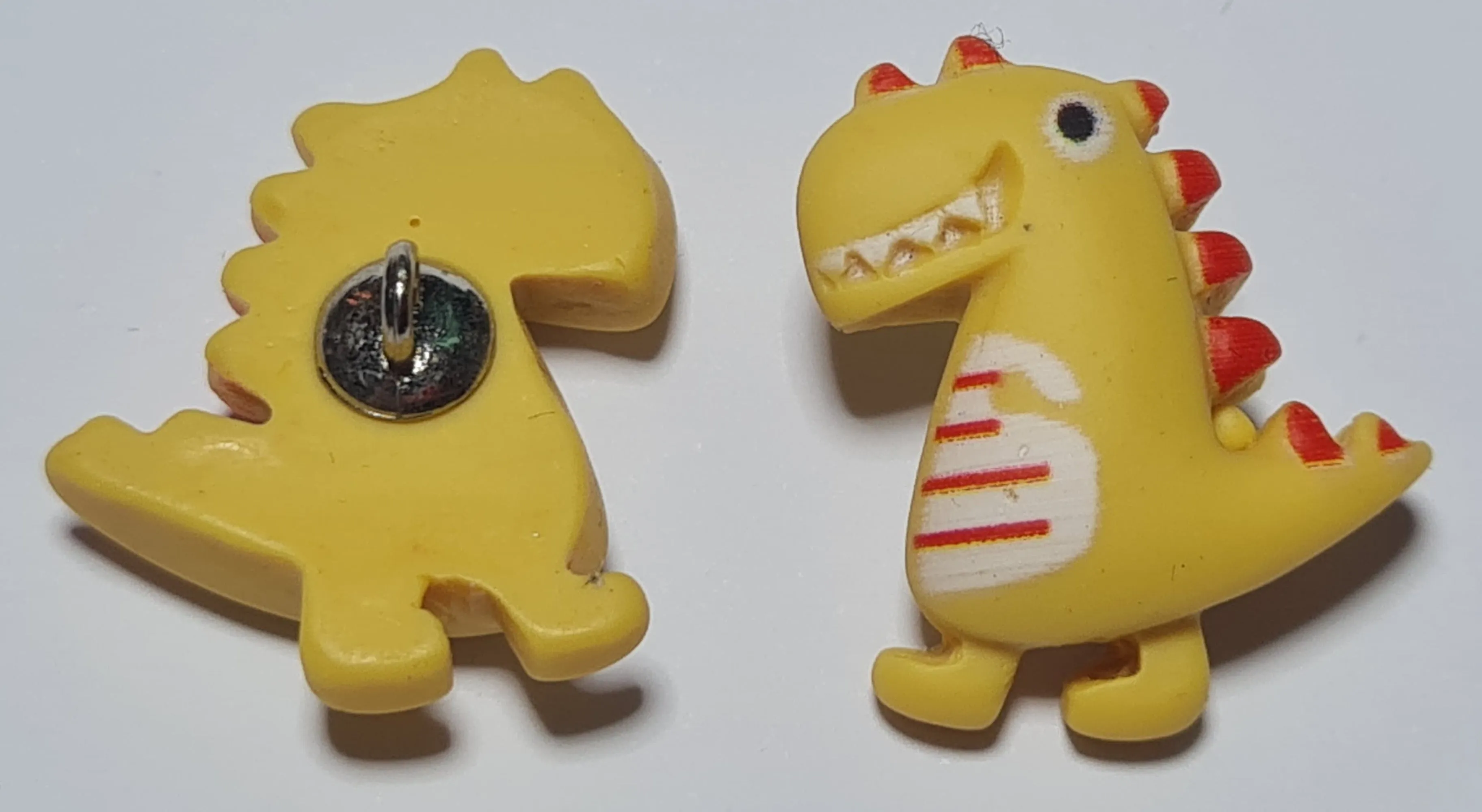 Dinosaur Shank Buttons in Bright Pink, Yellow, Green, Rose Pink or Blue