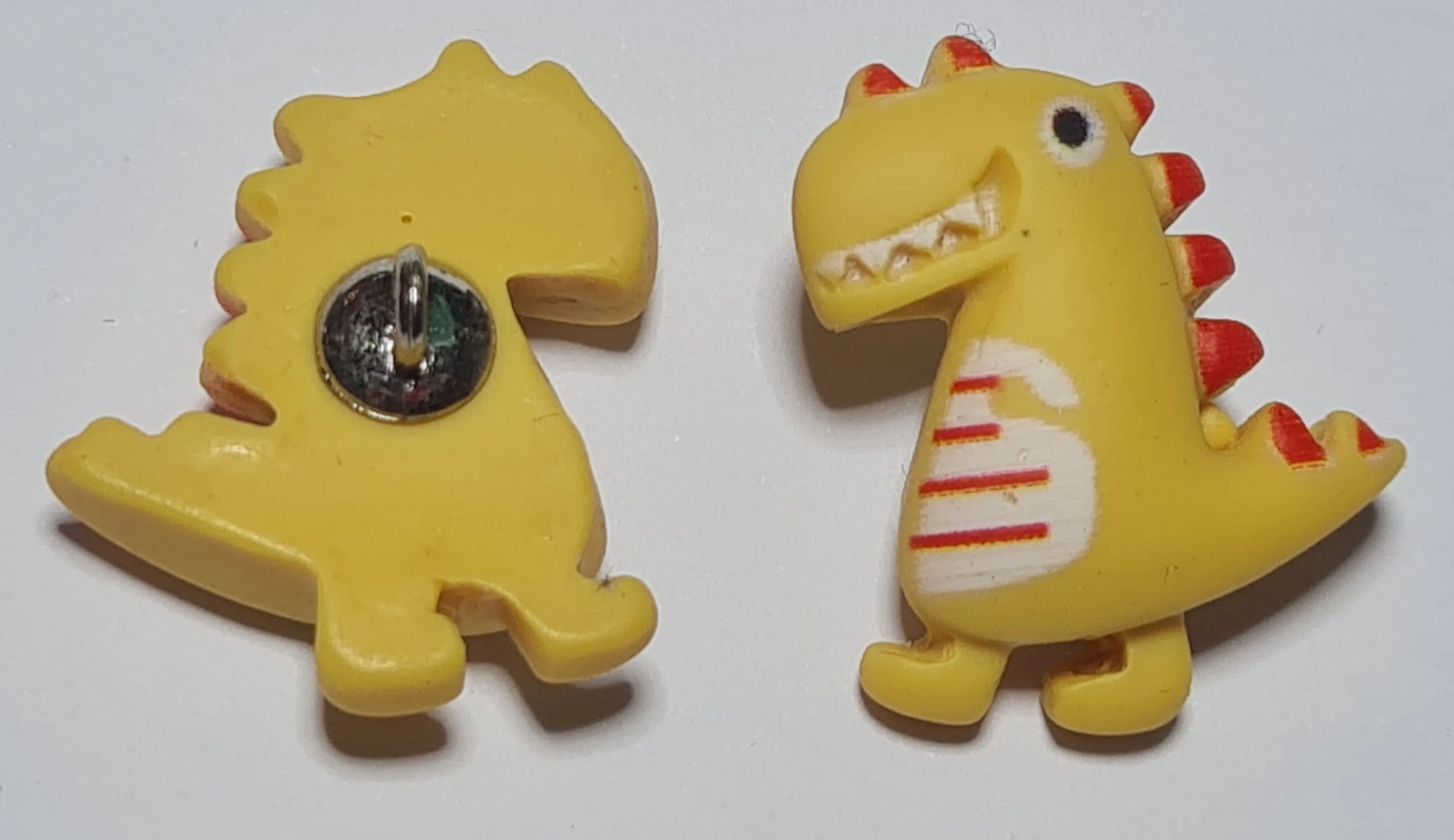 Dinosaur Shank Buttons in Bright Pink, Yellow, Green, Rose Pink or Blue