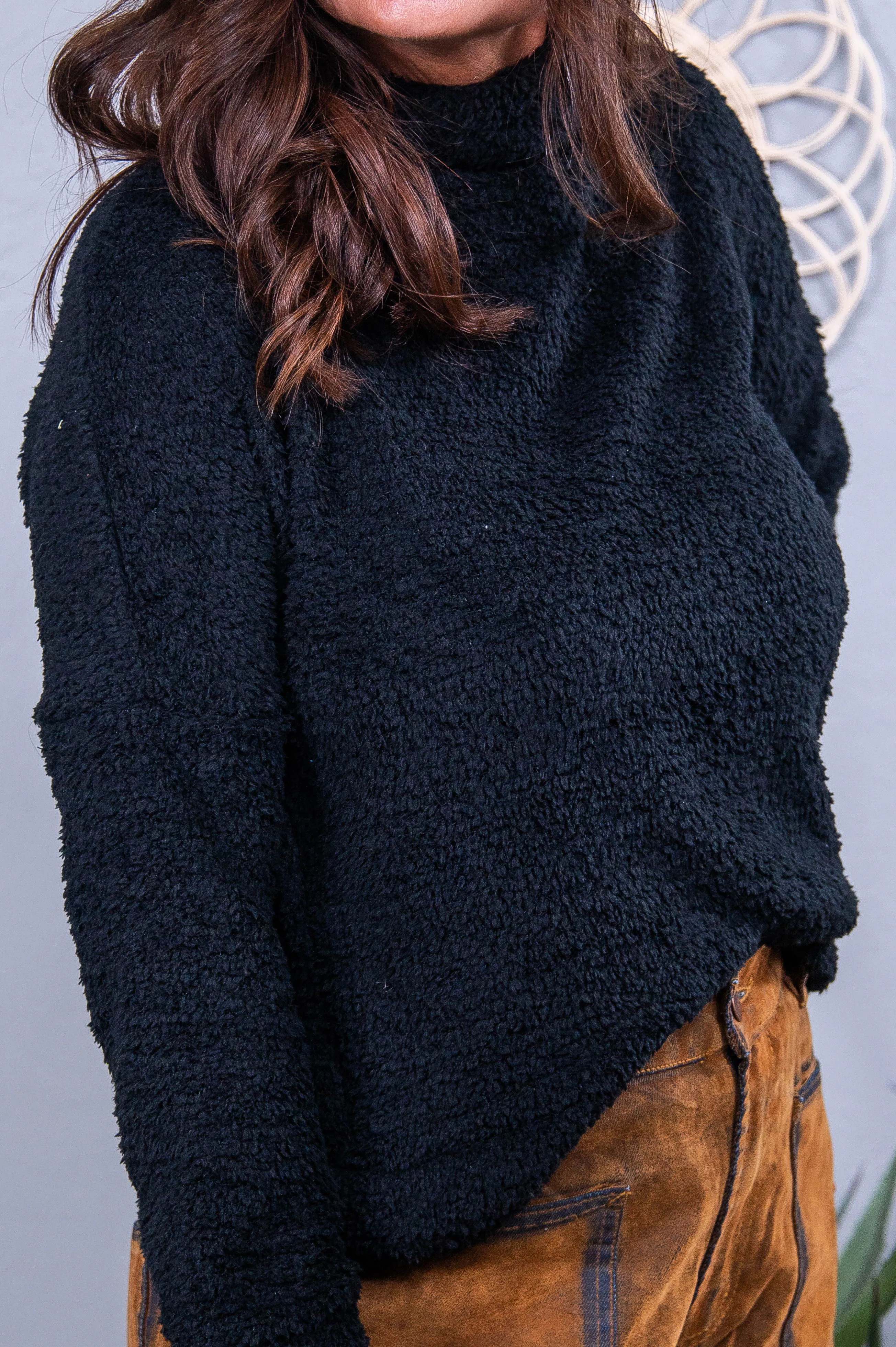 Embrace The Winter Chill Black Solid Sweater Top - T10483BK