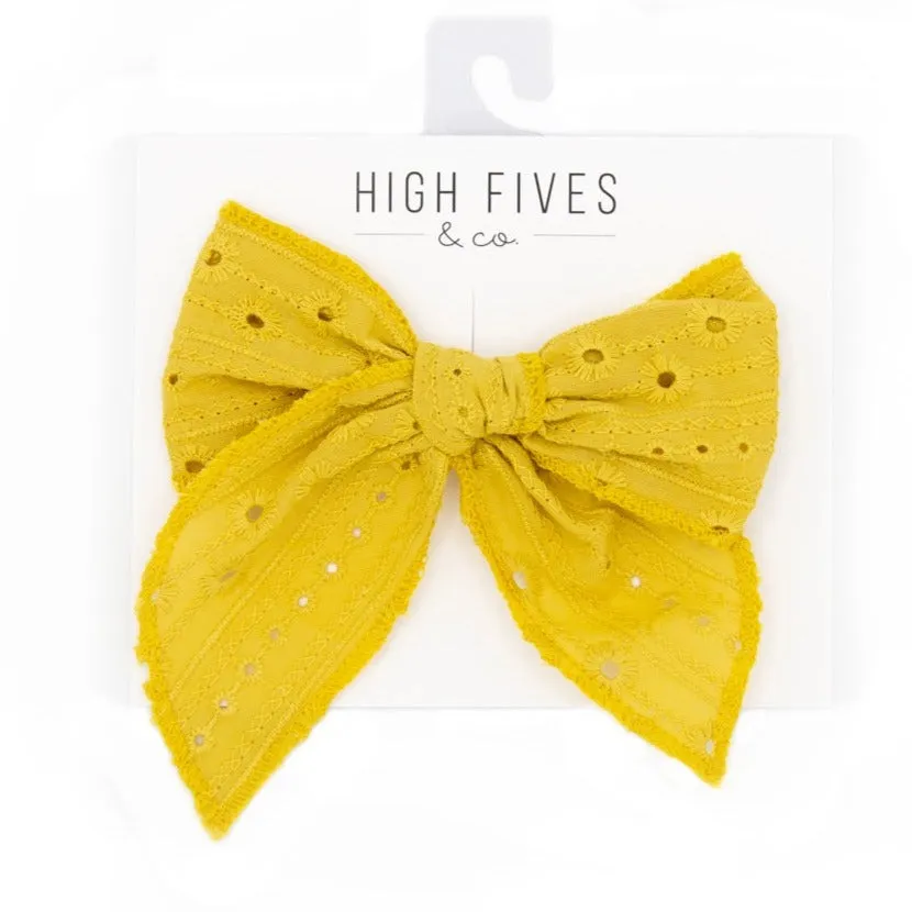 Eyelet Lace Bow Clip with Long Tails - FINAL SALE