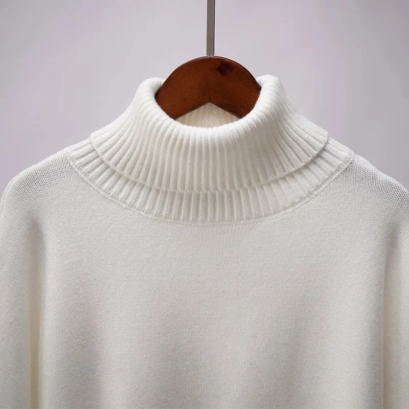 Girlary Autumn Winter Fashion Pullovers Knitted Sweater Women Loose Casual Turtleneck Long Sleeve Top 2024
