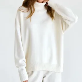 Girlary Autumn Winter Fashion Pullovers Knitted Sweater Women Loose Casual Turtleneck Long Sleeve Top 2024