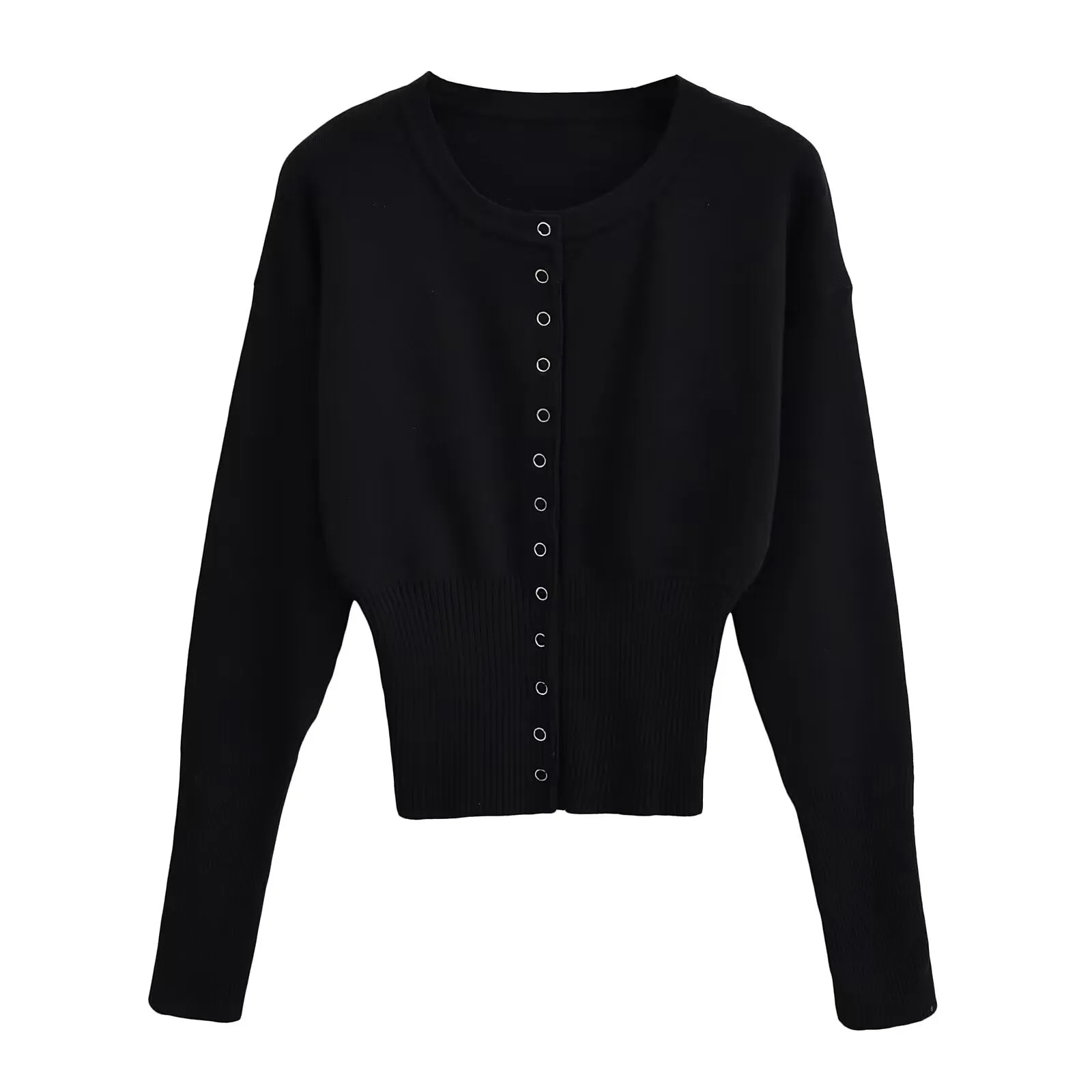 Girlary-shop business casual outfits for women High Waist Women's round Neck Single-Breasted Sweater Women's Niche Short Top Inner Thin Sweater Fashion