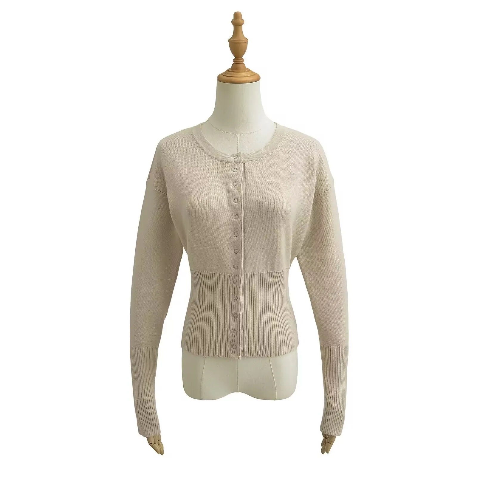 Girlary-shop business casual outfits for women High Waist Women's round Neck Single-Breasted Sweater Women's Niche Short Top Inner Thin Sweater Fashion
