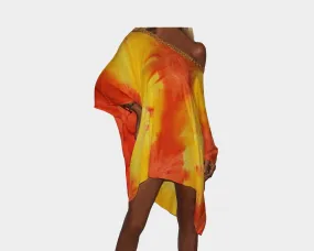 Golden Sun One Shoulder Apres-Beach Cover-up Dress- The St. Barth
