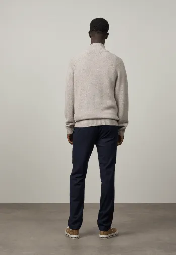 Hartford Wool and Cashmere Rib Open Polo Sweater