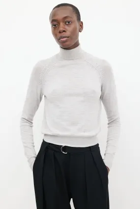 Heather Grey Wool Turtleneck Top