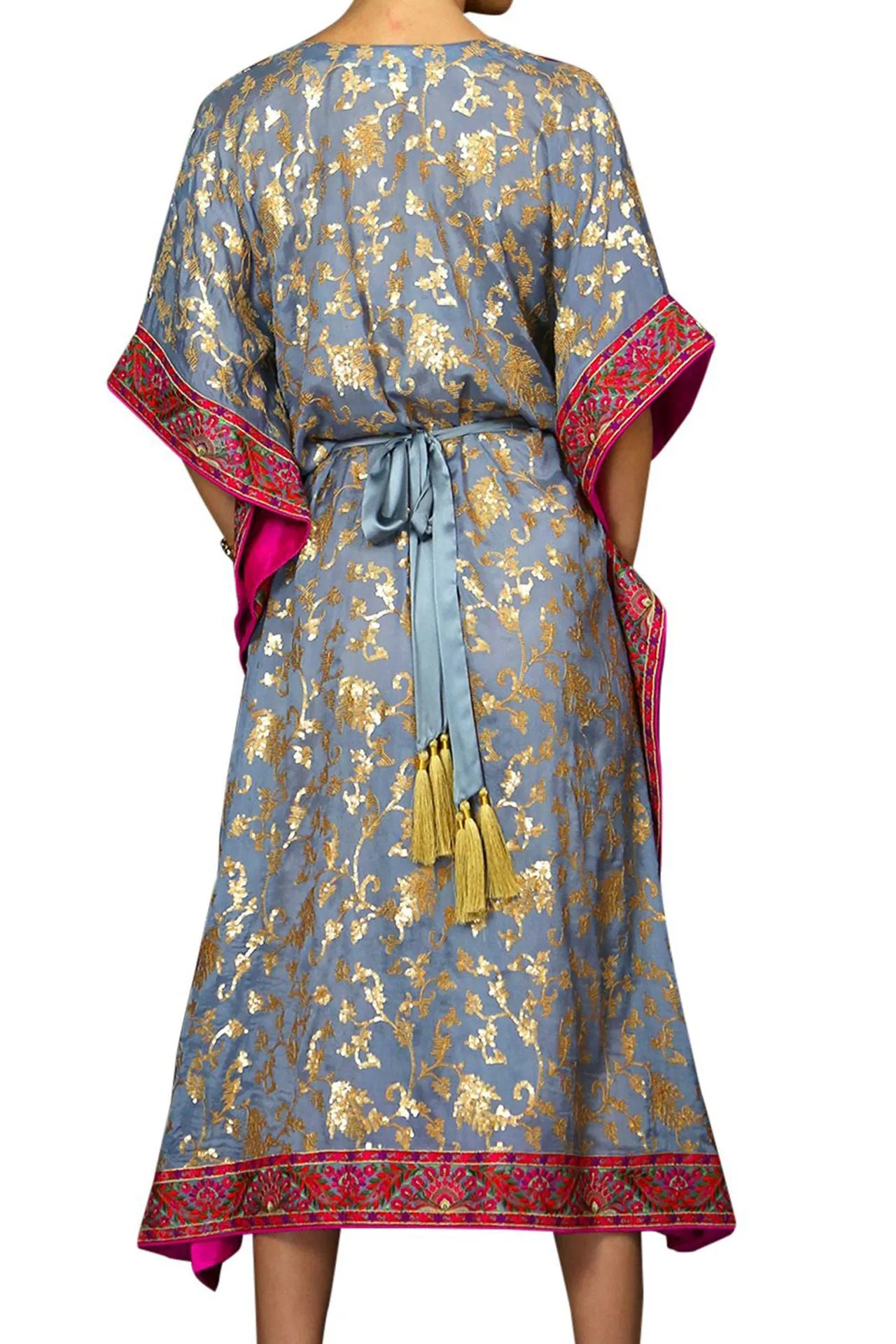 Holiday Holiday Lace Up Kaftan Dress in Flamingo