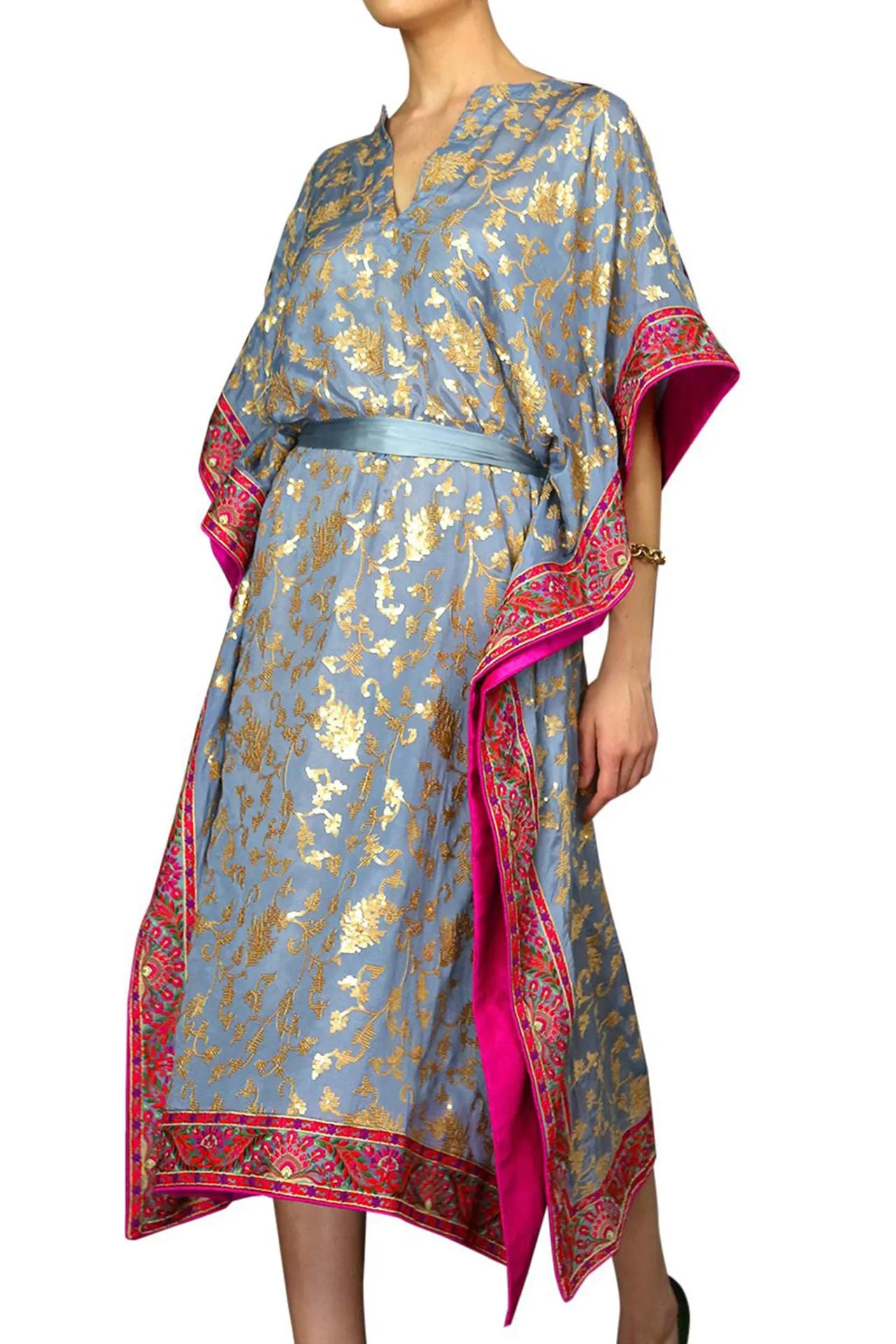 Holiday Holiday Lace Up Kaftan Dress in Flamingo